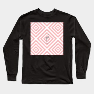 Gray Flamingo - Abstract geometric pattern - pink and white. Long Sleeve T-Shirt